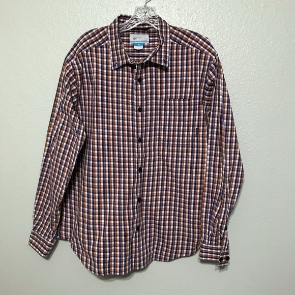 Columbia checkered long sleeve button up sz L T149 - Picture 1 of 4